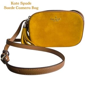 Kate Spade Kourtney Yellow Suede Camera Bag Crossbody